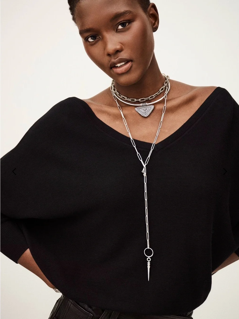 ba&sh Black Deep V-Back Sweater with Button Detail That Open ToThe Back - Picture 3 of 6